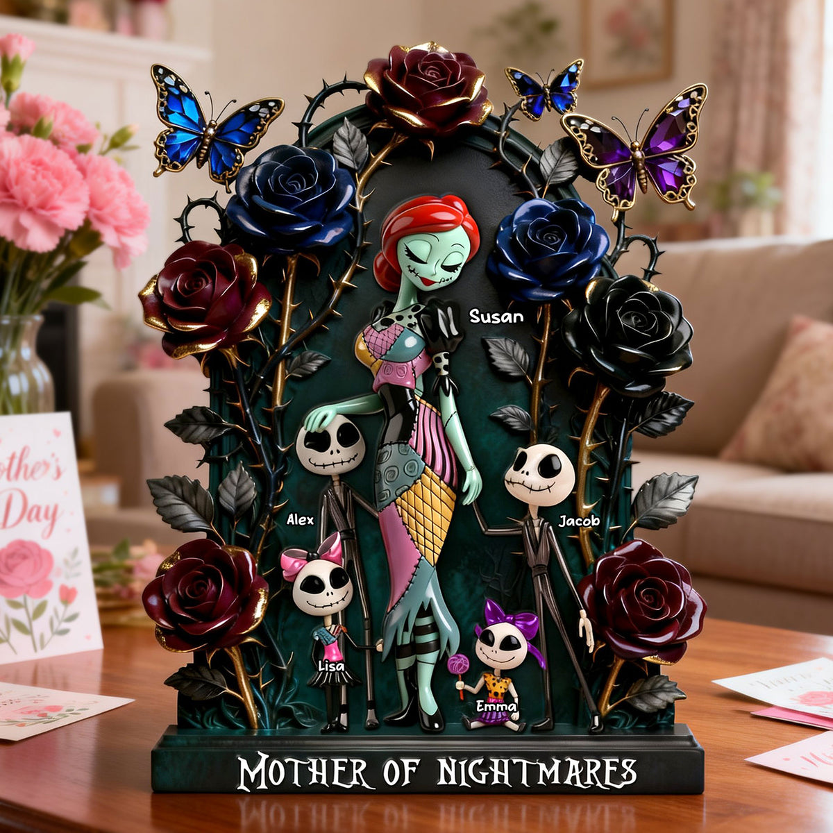 Horror Mom And Kids Acrylic Plaque - Personalized Gifts For Mother's Day Plaque 03NATI240226-Homacus