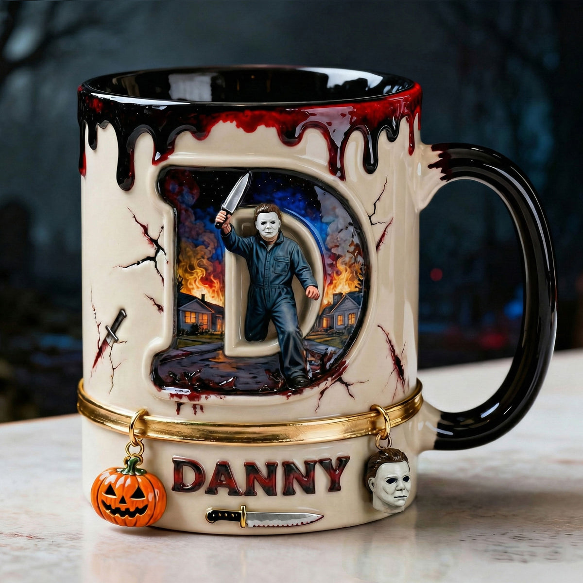 Horror Guy Alphabet Initial Letter Accent Mug, Personalized Gifts For Horror Fan 05QHTI120126-Homacus