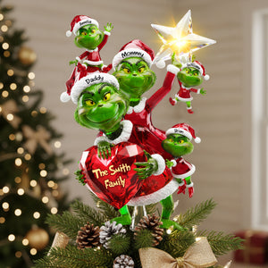 Green Monster Family Tree Topper - Personalized Gifts For Family Acrylic Christmas Tree Topper 06PATI201125-Homacus