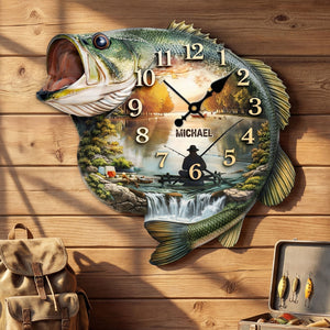 Fishing Lake Scene Acrylic Clock – Personalized Gifts For Fishing Lovers 01huti240126-Homacus