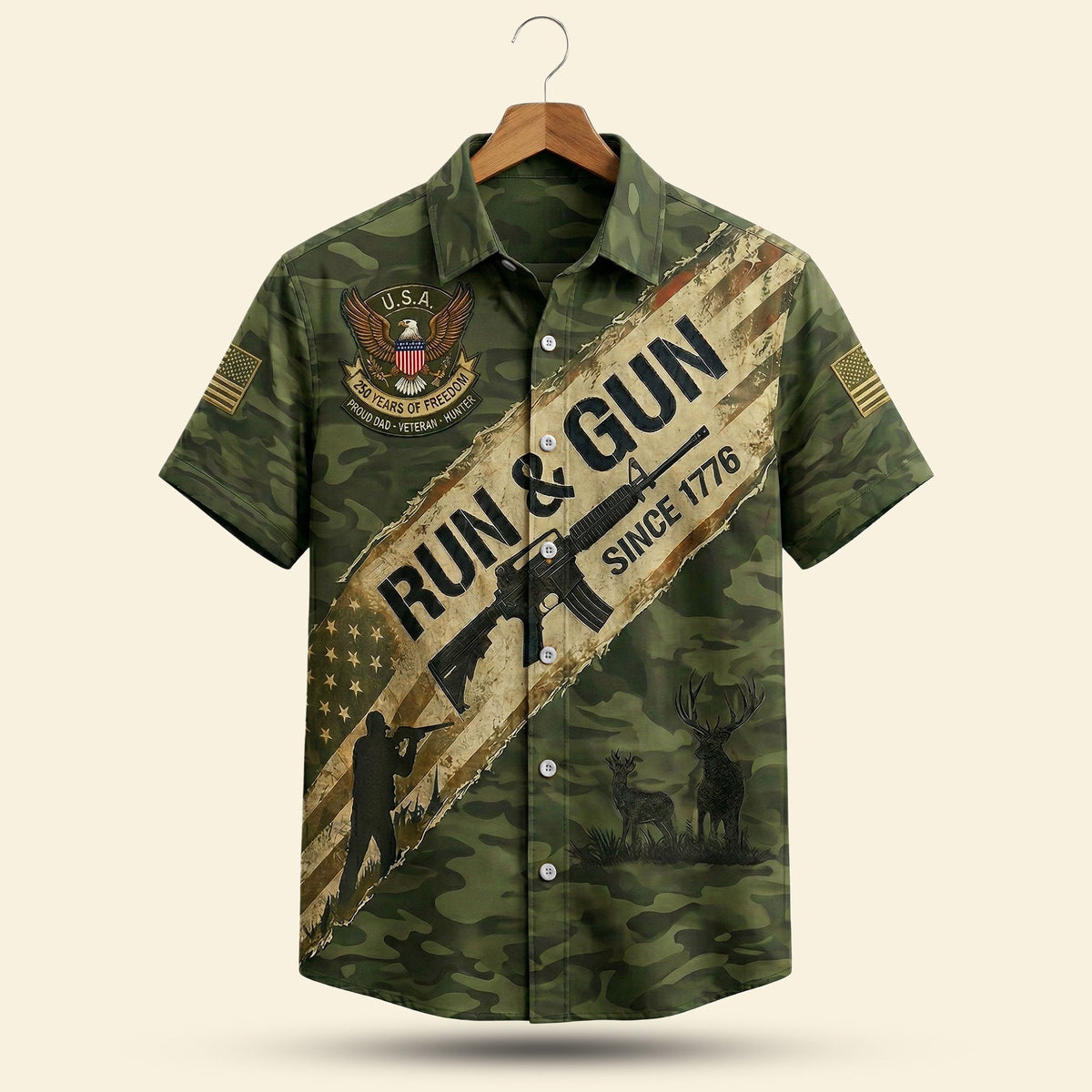 Proud Veteran Hunter Dad Hawaiian Shirt - Personalized Gifts For Dad 02PATI030426-Homacus