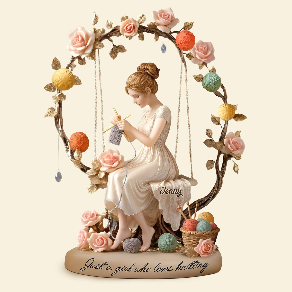 Dreamy Kniting Girl Plaque - Personalized Gifts For Knitting Lovers 02qhti070725-Homacus