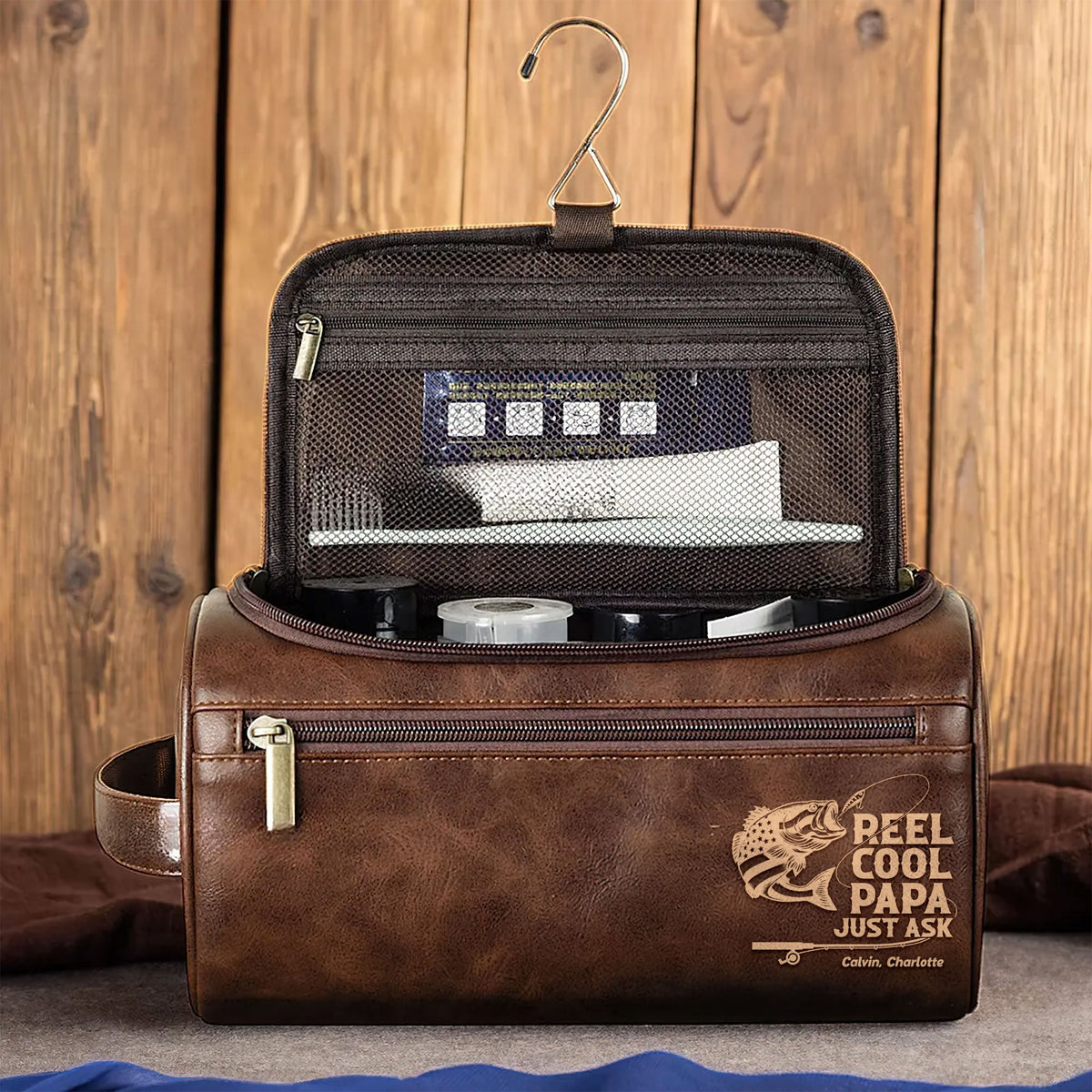 Fishing Dad Leather Toiletry Bag - Personalized Gifts For Dad 06huti100325-Homacus