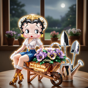 Retro Garden Girl Acrylic Light Box - Personalized Gift For Gardening Lovers 01PATI091225-Homacus