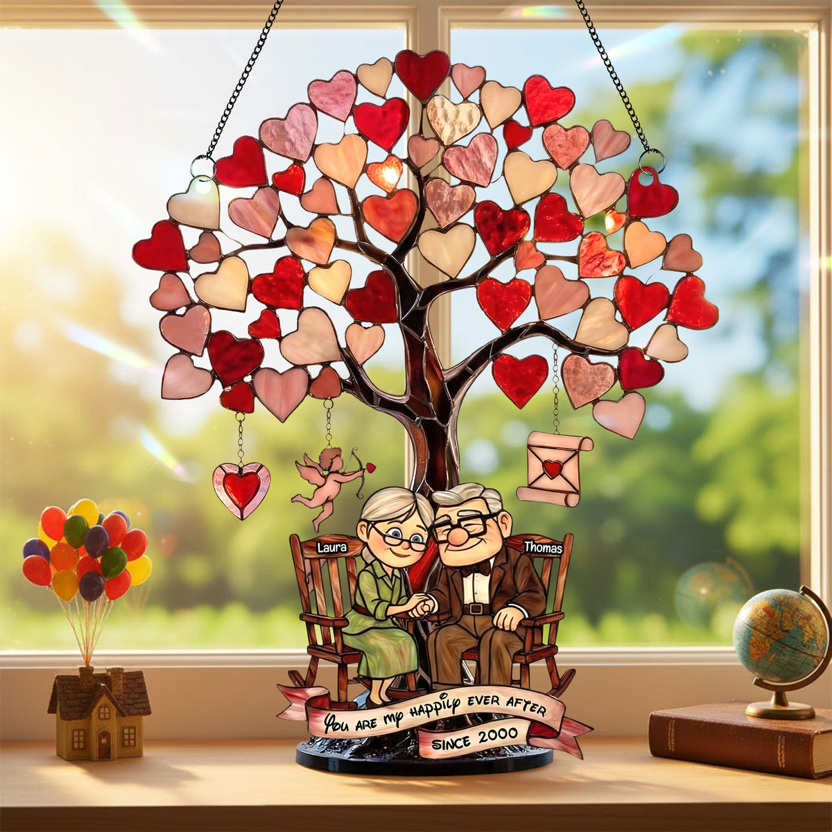Grow Old Under The Love Tree Suncatcher, Personalized Gifts For Couple 02QHTI271125-Homacus