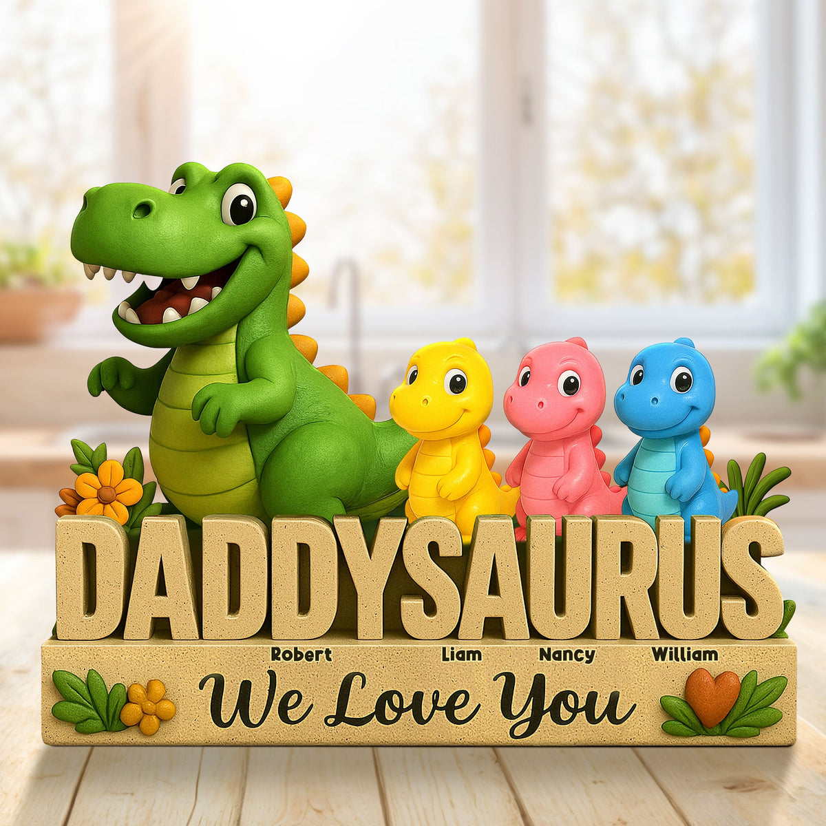 Dinosaur Dad Plaque - Personalized Gifts For Dad 01nati160425-Homacus