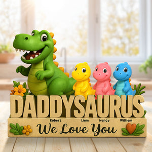 Dinosaur Dad Plaque - Personalized Gifts For Dad 01nati160425-Homacus