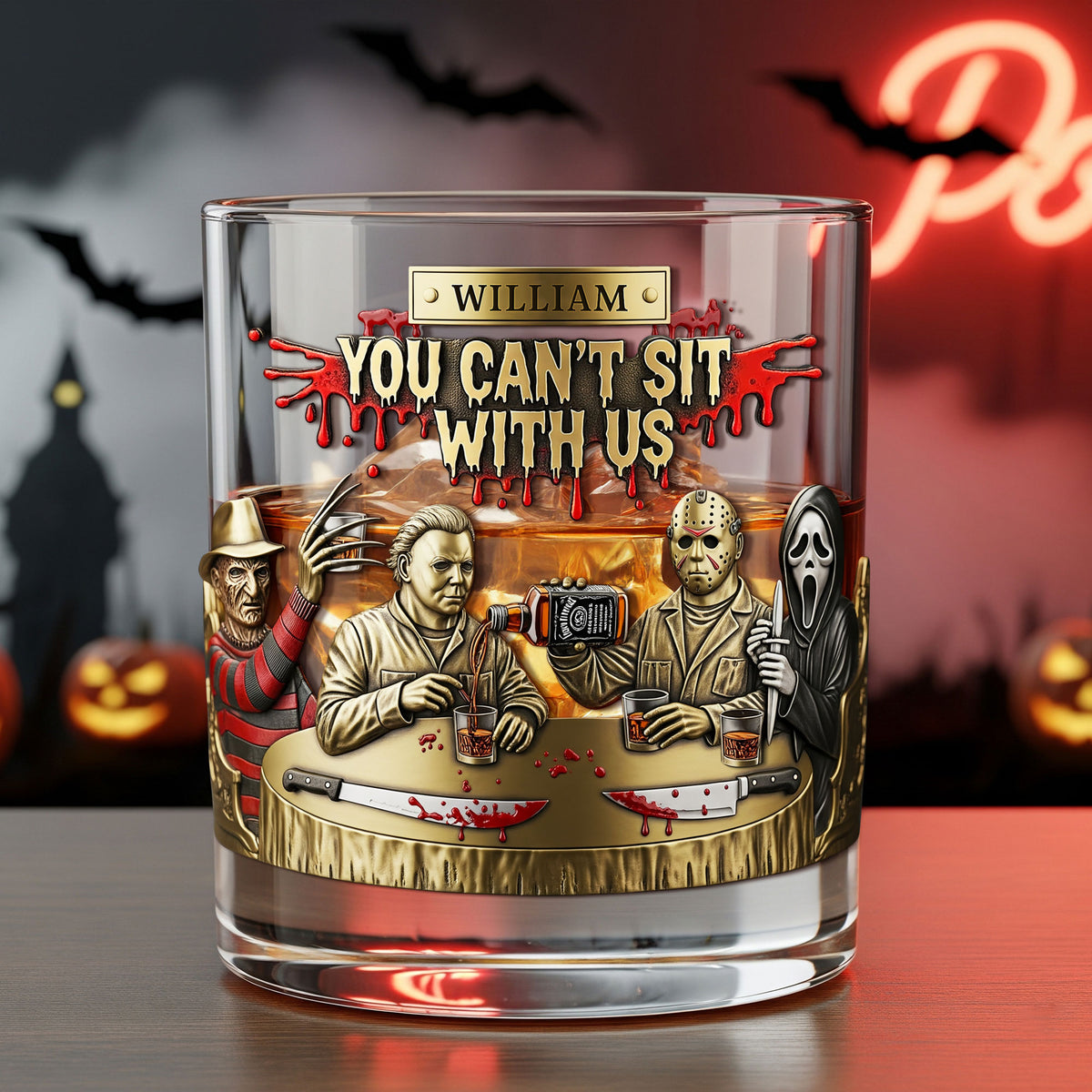 Horror Bar Whiskey Glass, Personalized Gifts For Horror Lovers 01qhti190825-Homacus