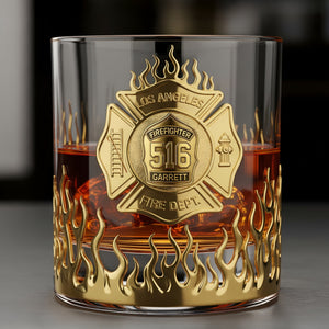 Firefighter Fire Dept Whiskey Glass, Personalized Gifts For Firefighter Retirees and Active Duty 03qhti050825-Homacus