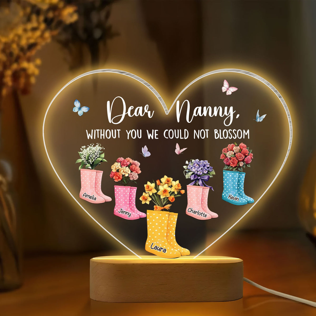 Personalized Gifts For Grandma LED Light Boot Flowers 02kati270325-Homacus