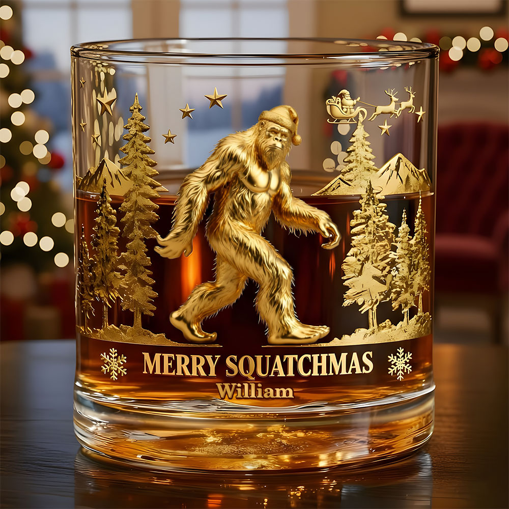 Jolly Sasquatch Whikey Glass, Personalized Christmas Gifts For Bigfoot Seekers 03QHTI301025-Homacus