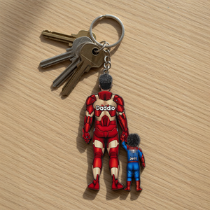 Power Dad And His Sidekicks - Personalized Gifts For Dad Keychain 071qhhu020525pa-Homacus