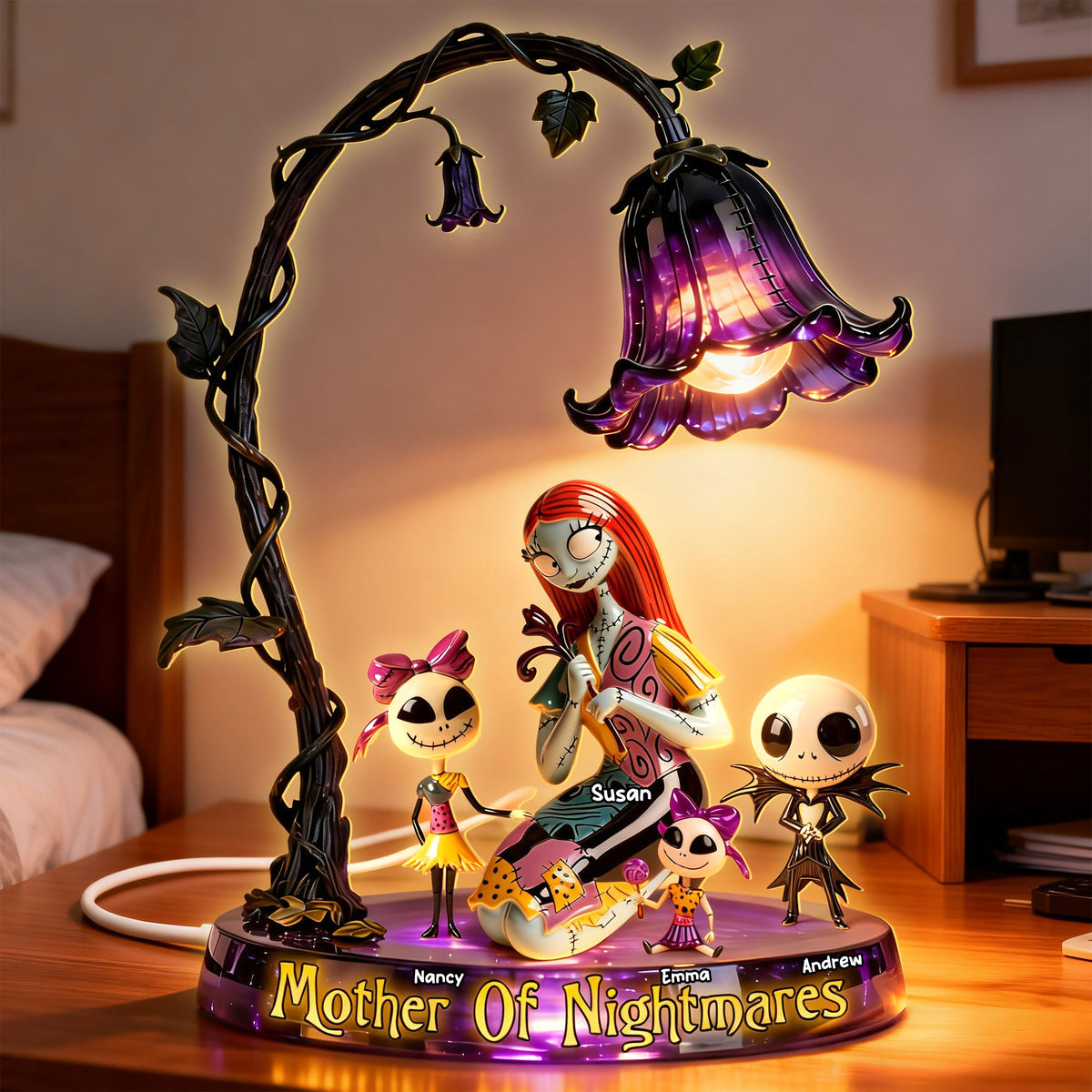 Spooky Mom And Kids Light Box- Personalized Gifts For Mother's Day Custom Shape Acrylic Light Box 01NATI250226-Homacus