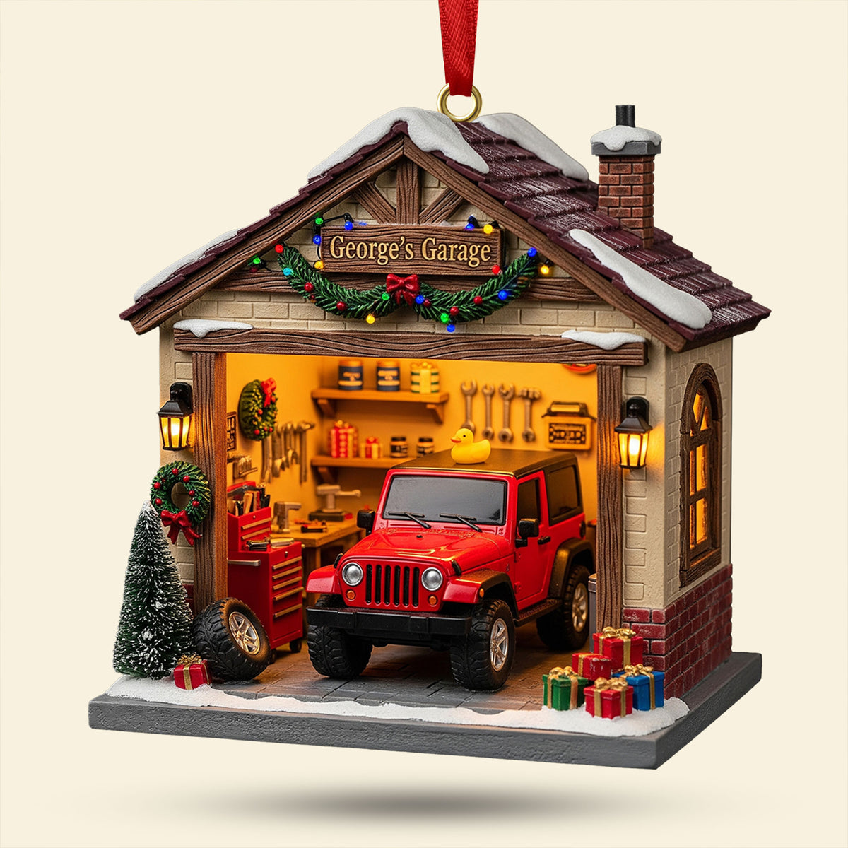 Off Road Car Garage Miniature 1 Side Ornament - Personalized Gift For Christmas Ornament 03PGTI241025-Homacus