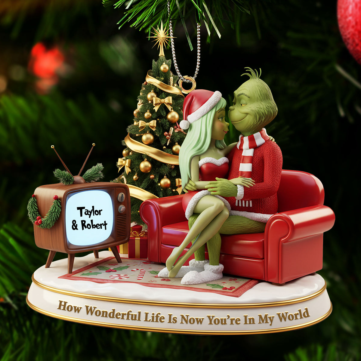 Green Monster Couple Ornament - Personalized Gift For Couple Christmas Ornament 07PATI231025-Homacus