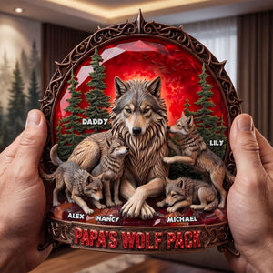 Papa's Wolf Pack Acrylic Plaque - Personalized Gifts For Dad 01TYTI040526-Homacus
