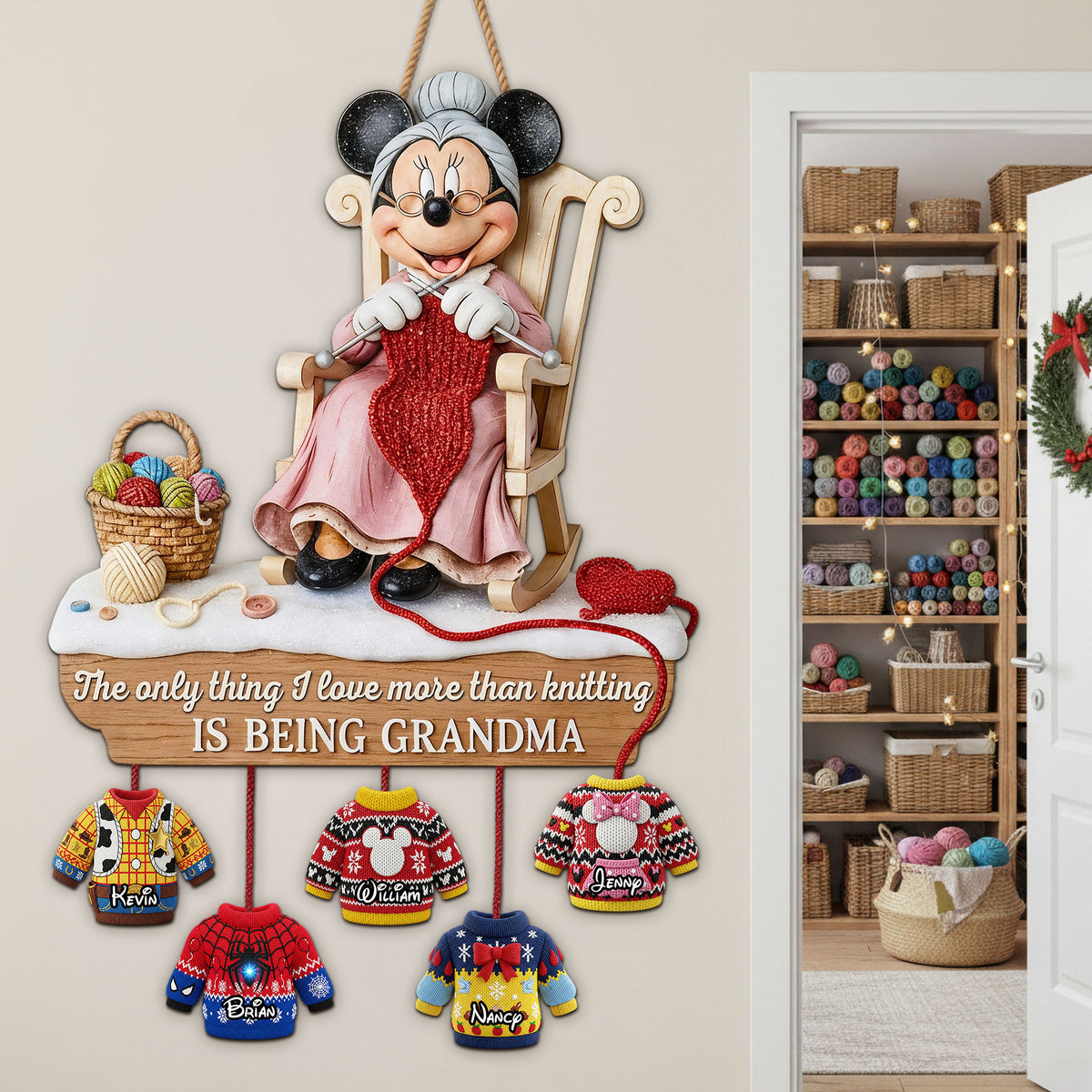 Sweater Grandkids Wood Sign - Personalized Gifts For Grandma Wood Sign 02QHTI141025-Homacus