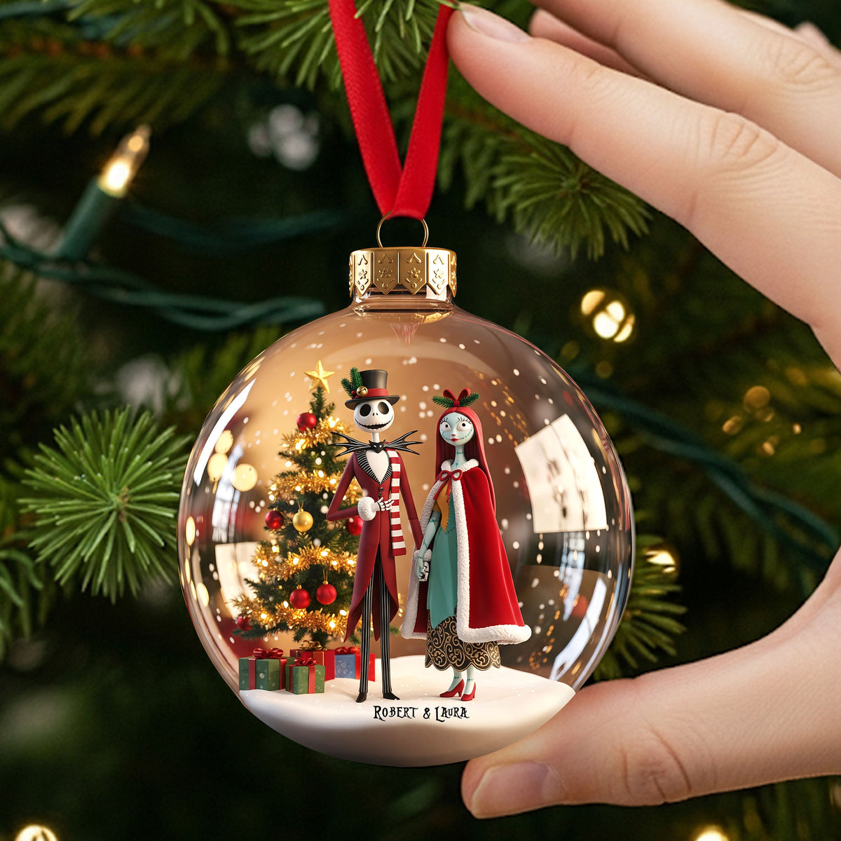 Spooky Couple Ornament - Personalized Gifts For Couple 02pgti300825-Homacus