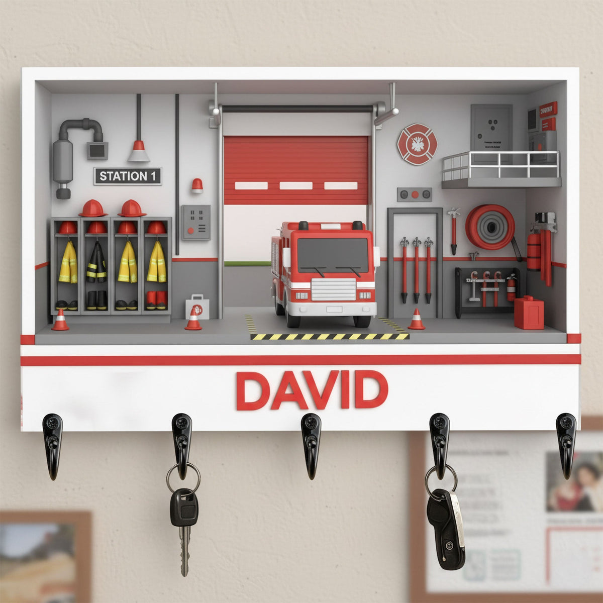 Fire Station Key Hanger - Personalized Gift For Firefighter 04HYTI021225-Homacus