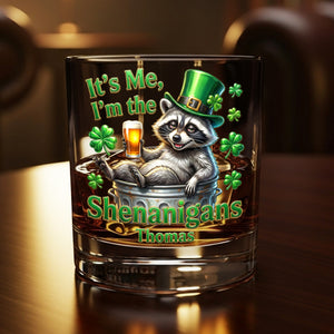 St Patrick's Day Raccoon Round Glass - Personalized Gifts For St Patrick's Day Glass 03HUTI201225-Homacus