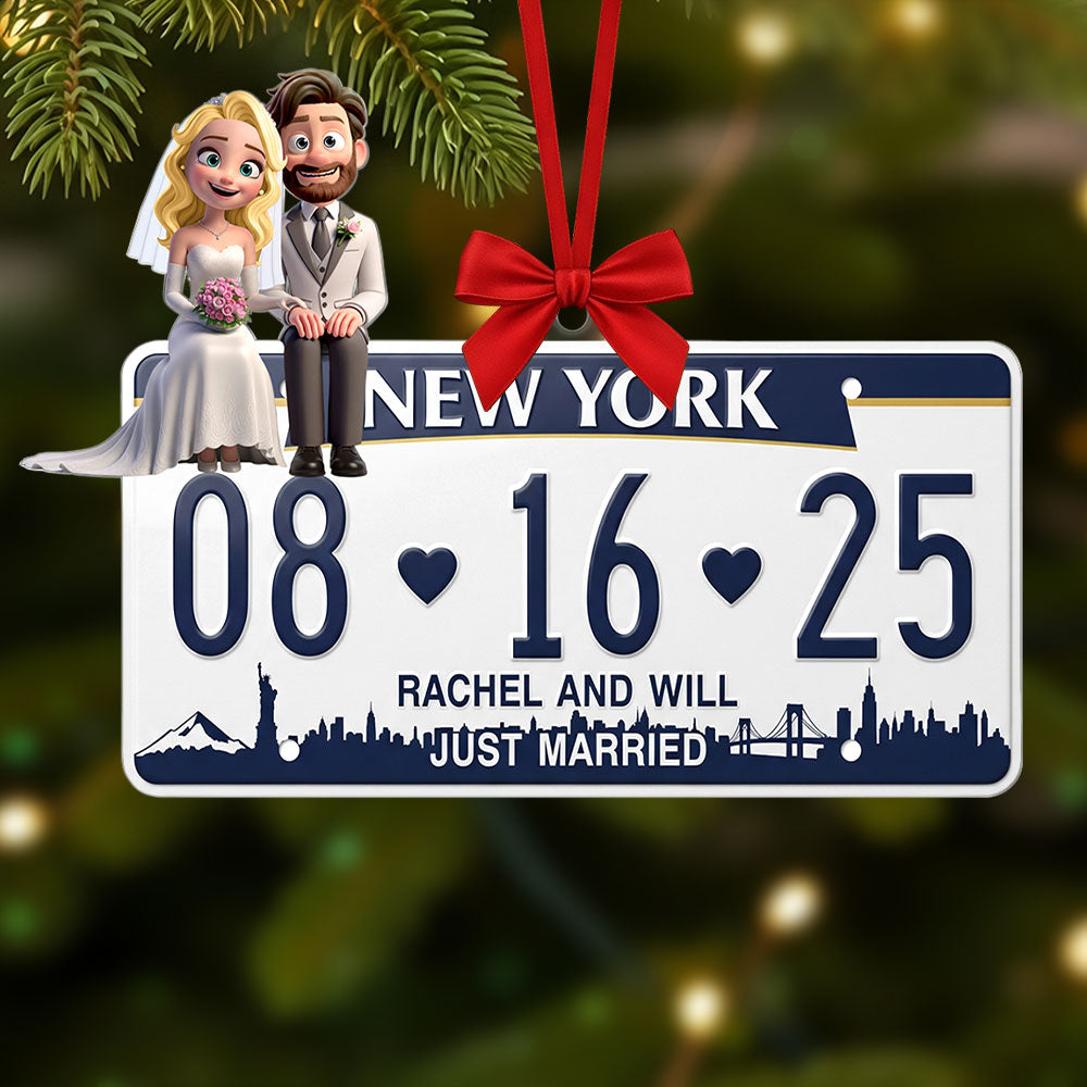 Married Couple License Plate Ornament - Personalized Gifts For Couple 03nati030925-Homacus