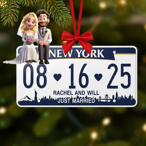 Married Couple License Plate Ornament - Personalized Gifts For Couple 03nati030925-Homacus