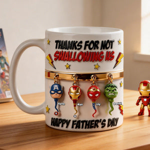Funny Hero Squad Dad White Mug - Personalized Gift For Dads 02OHTI070526-Homacus
