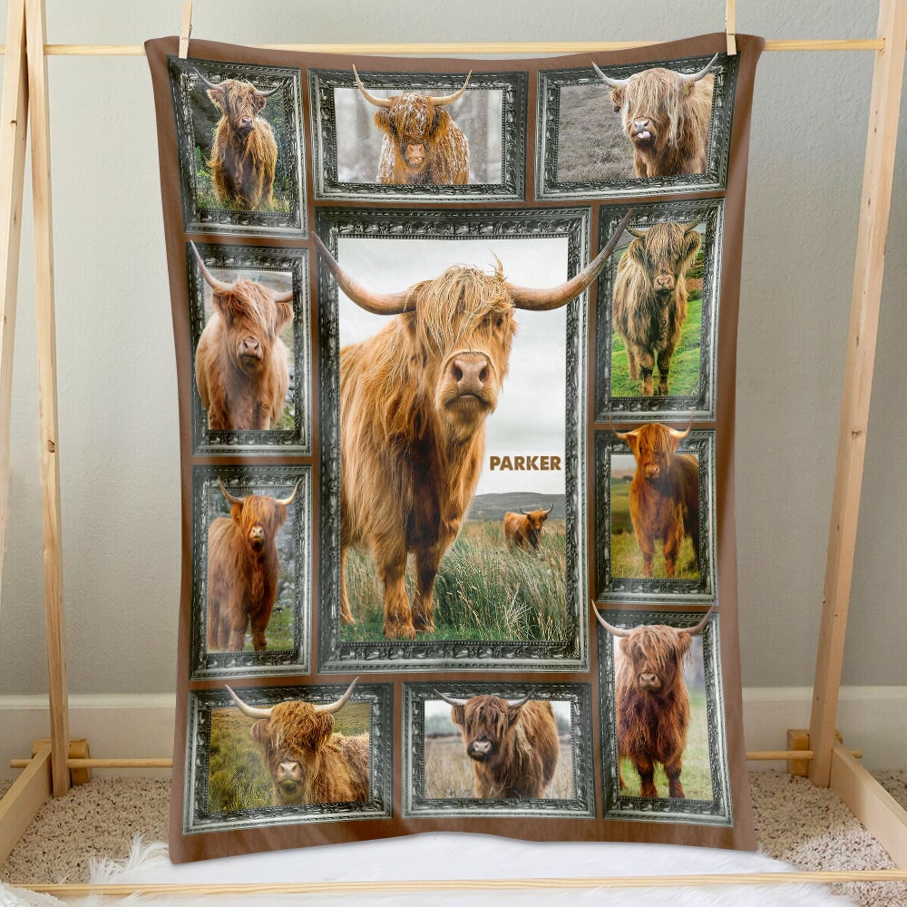 Highland Cow - Personalized Photos Collage Blanket 031qhti311224-Homacus