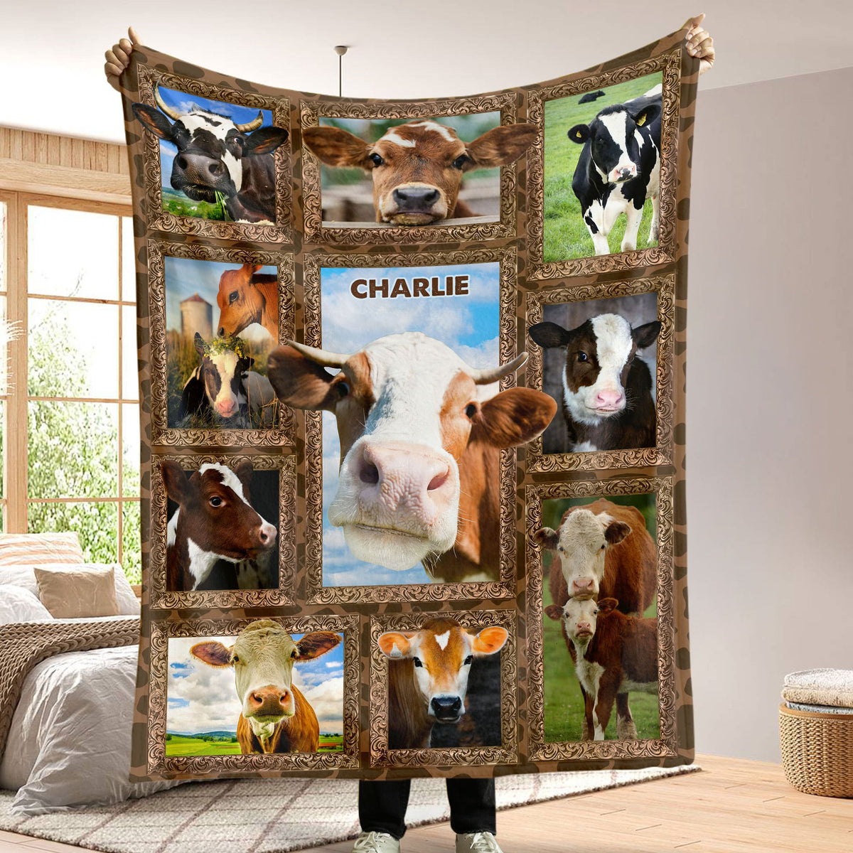 Cute Cattle - Personalized Photos Collage Blanket For Cow Lovers 051qhti311224-Homacus