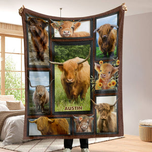 Highland Cow - Personalized Photos Collage Blanket 021qhti311224-Homacus