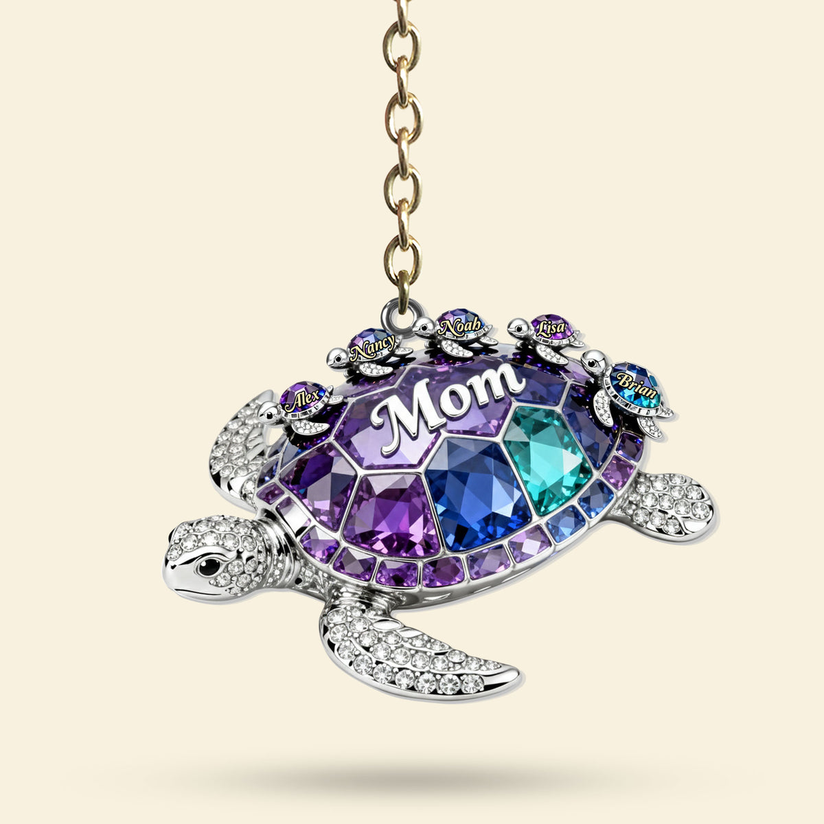 Turtle Mom Keychain - Personalized Gifts For Mom Keychain 02TOTI020226-Homacus