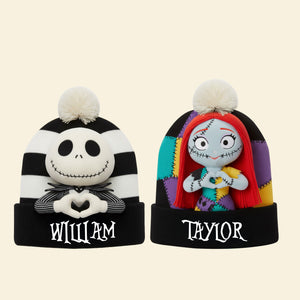 Spooky Couple Bobble Beanie Hat - Personalized Gifts For Couple 01nati260925-Homacus