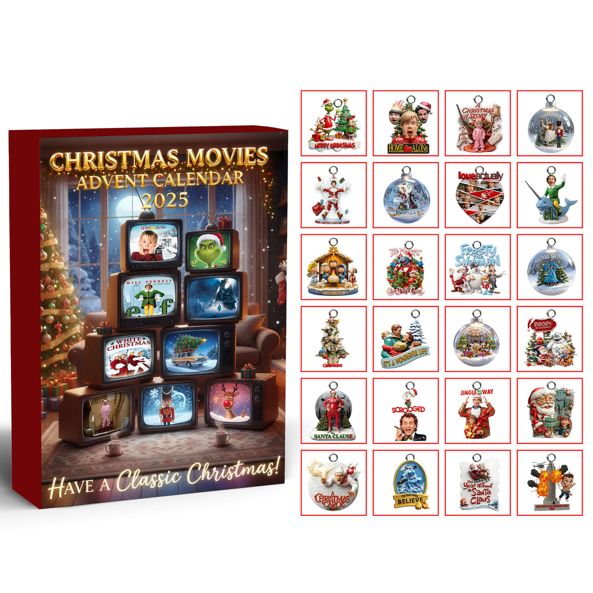 Cinematic Christmas Advent Calendar Acrylic Blind Box, Gifts For Classic Christmas Movie Lovers 02QHTI171025-Homacus