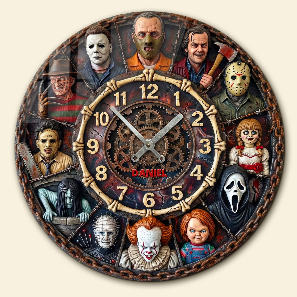 Villain Wall Clock - Personalized Gifts For Horror Lovers 02huti170126-Homacus
