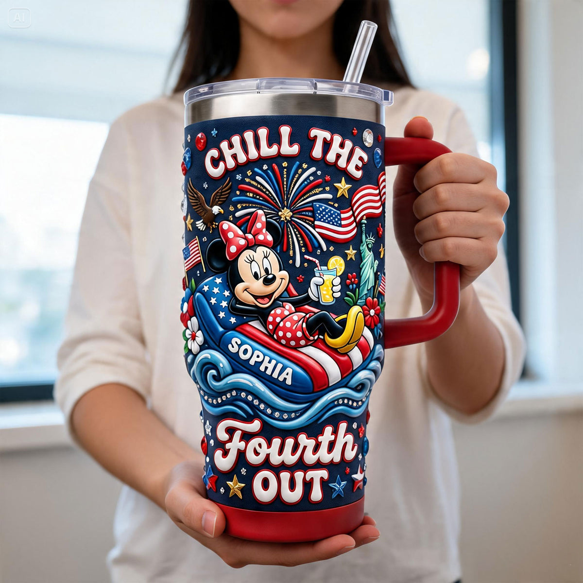 USA Summer Celebration 40oz Tumbler With Handle - Personalized Gifts 04pati190626