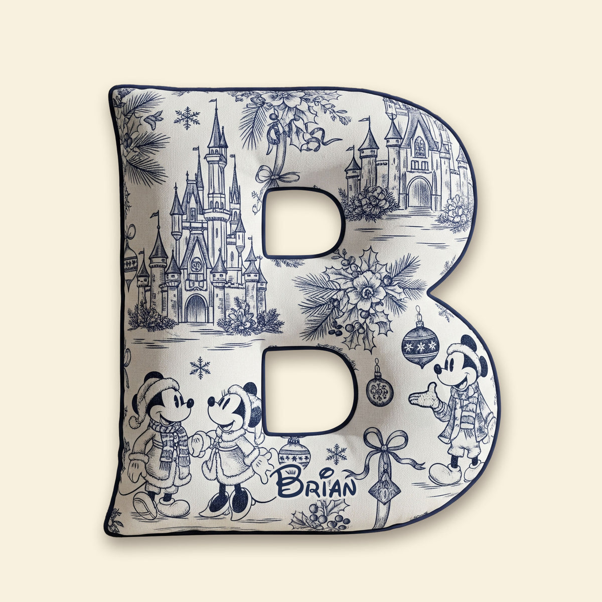 Personalized Toile de Jouy Alphabet Christmas Shaped Pillow 02PGTI211125-Homacus