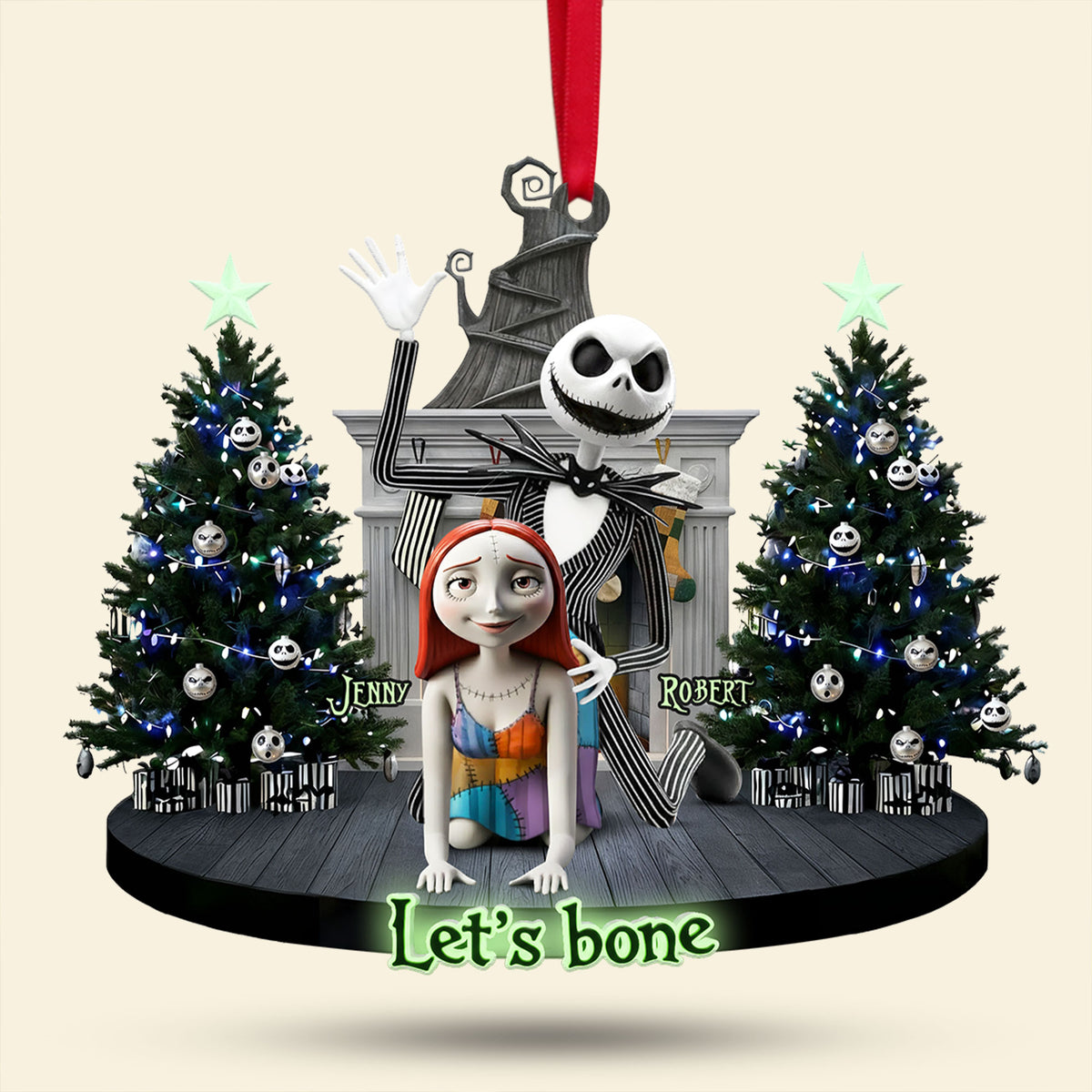 Mischievous Spooky Couple Christmas Ornament, Personalized Gifts For Couple 03qhti190925-Homacus
