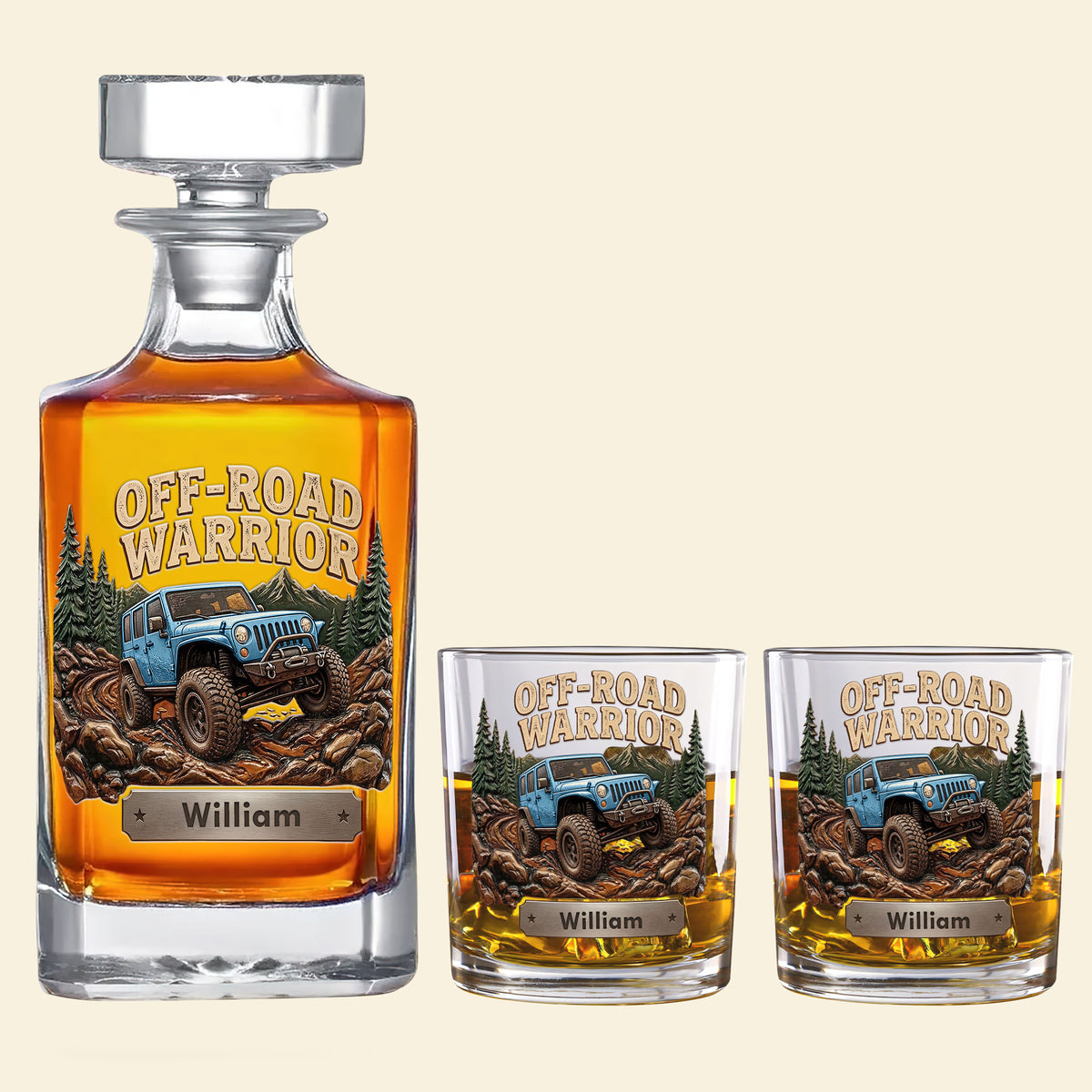 Rugged Trail Warrior Decanter Set - Personalized Gifts For Off-Road Lovers 01pati160326-Homacus