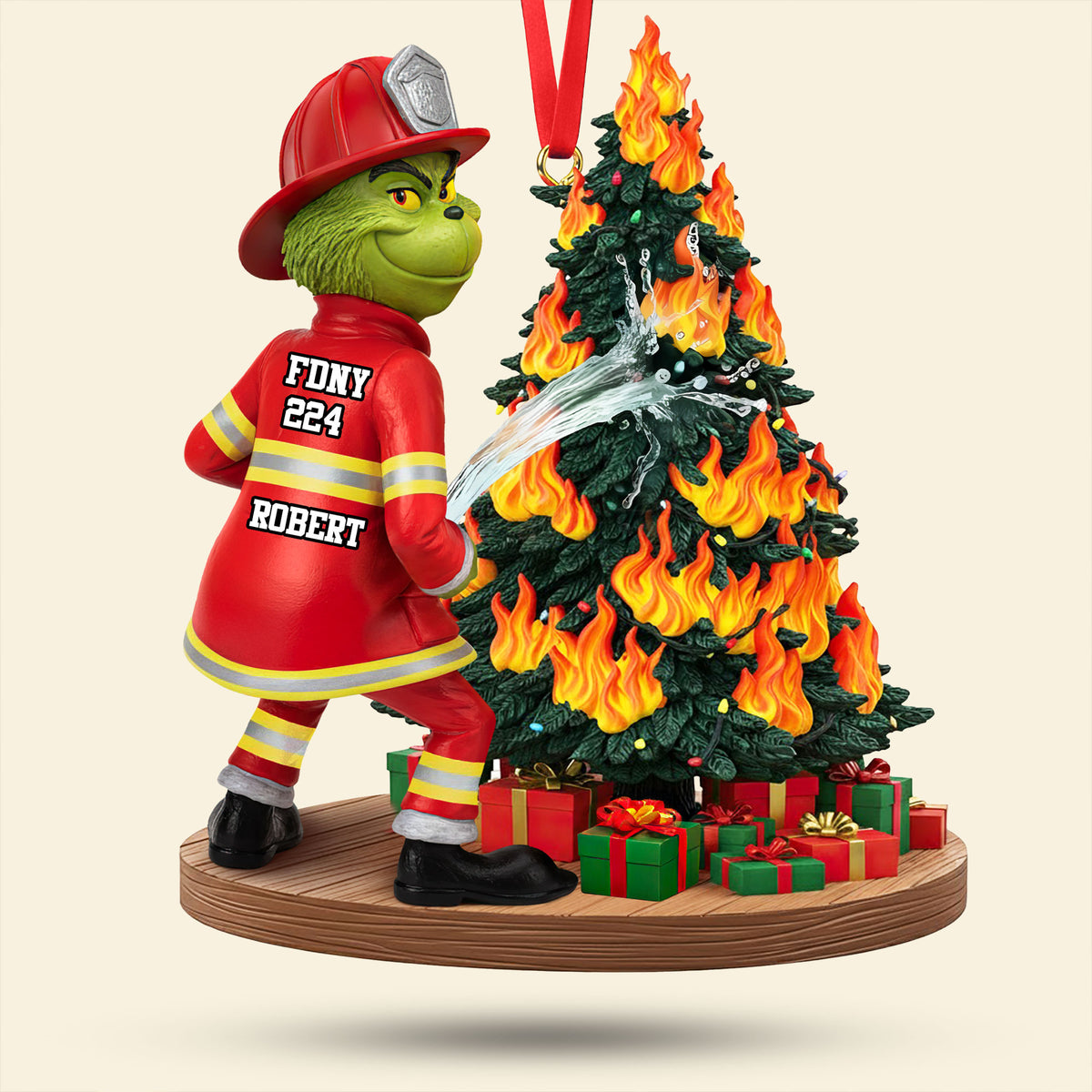 Funny Green Firefighter Ornament - Personalized Gifts For Firefighter 05huti071025-Homacus