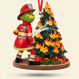 Funny Green Firefighter Ornament - Personalized Gifts For Firefighter 05huti071025-Homacus