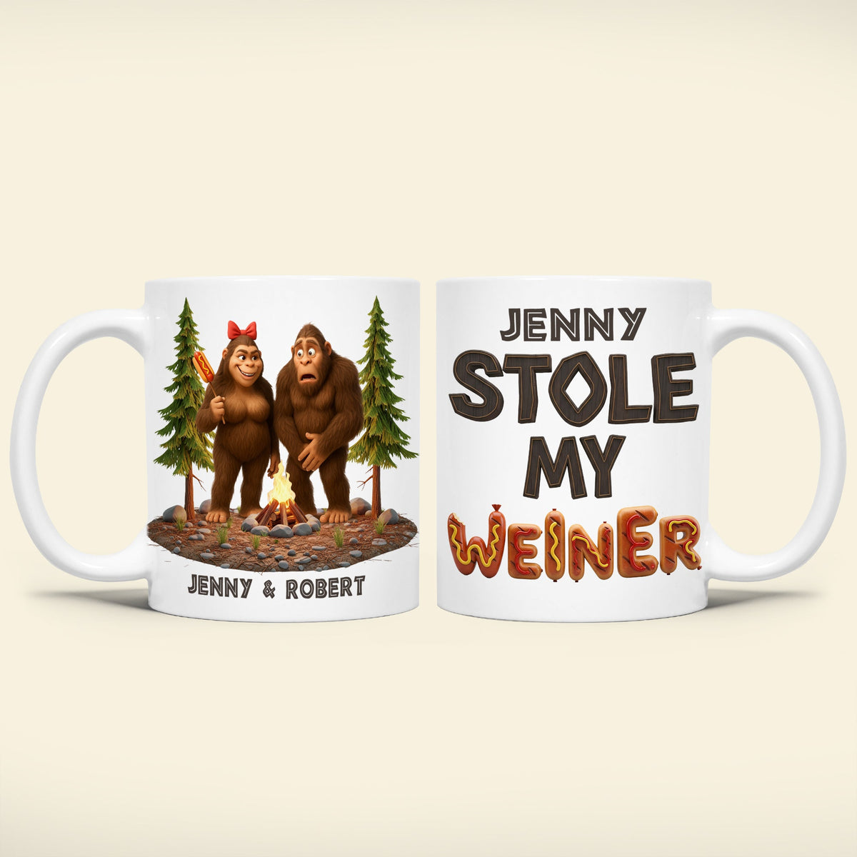 Funny Bigfoot Couple Coffee Mug - Personalized Gifts For Couple 04ohti110625-Homacus