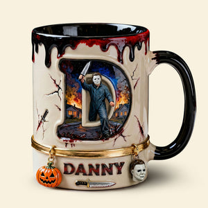 Horror Guy Alphabet Initial Letter Accent Mug, Personalized Gifts For Horror Fan 05QHTI120126-Homacus