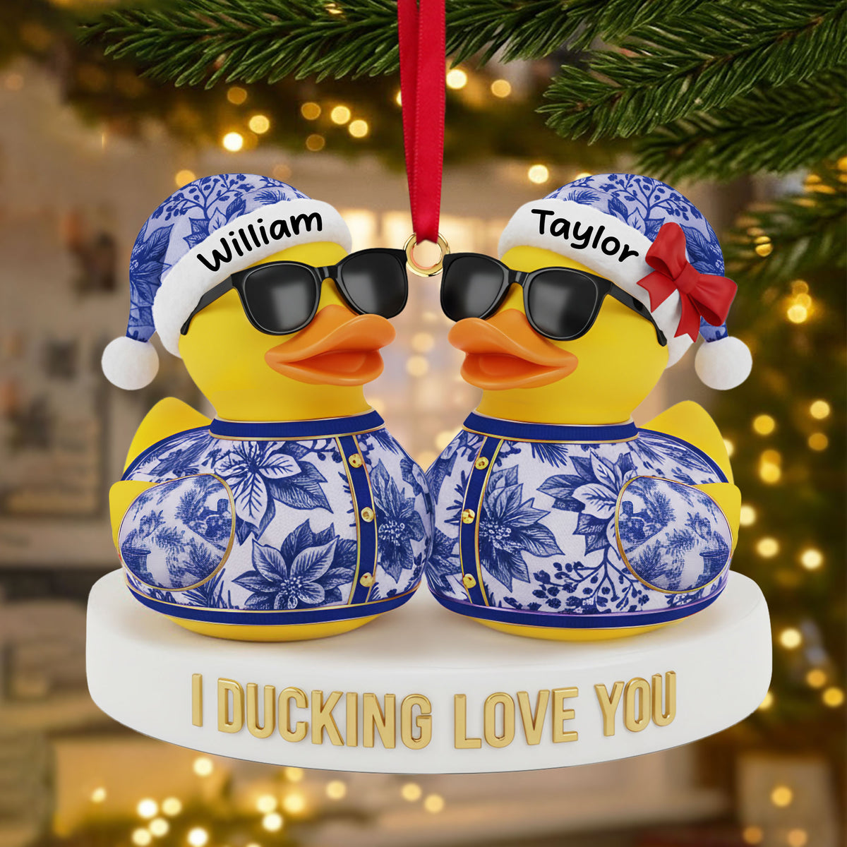 Couple Duck Christmas Ornament Personalized Gifts For Couple 01PGTI211025-Homacus
