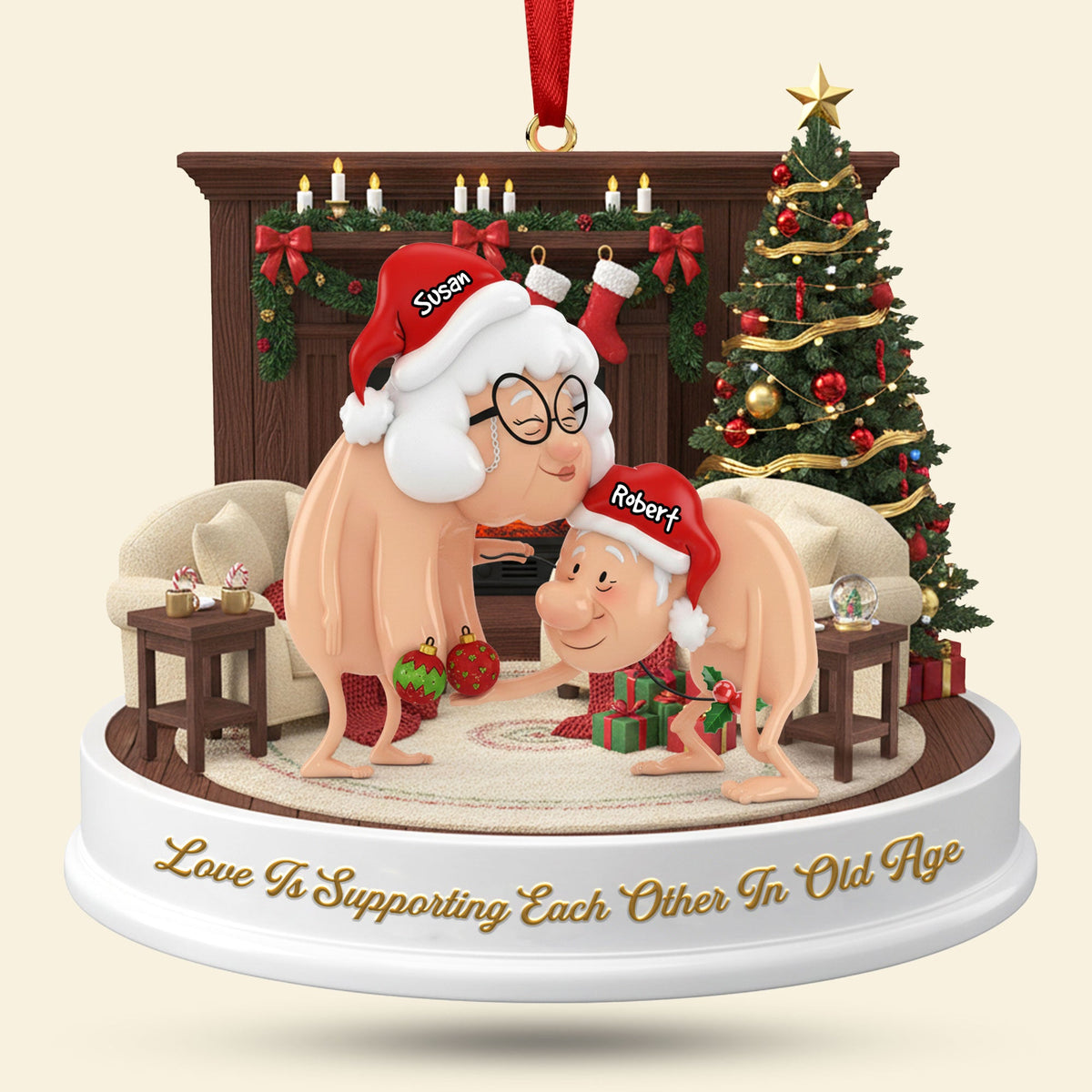 Funny Old Couple Ornament - Personalized Gifts For Couple Christmas Ornament 06NATI231025-Homacus