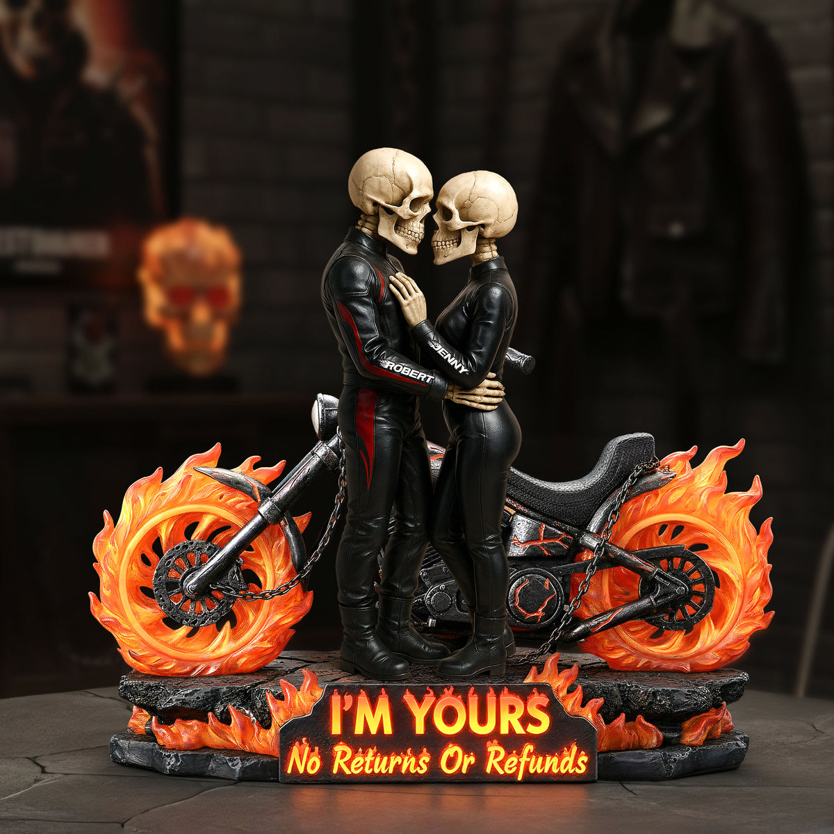 Biker Skeleton Couple Acrylic Plaque - Personalized Gifts For Couples 06toti161225-Homacus