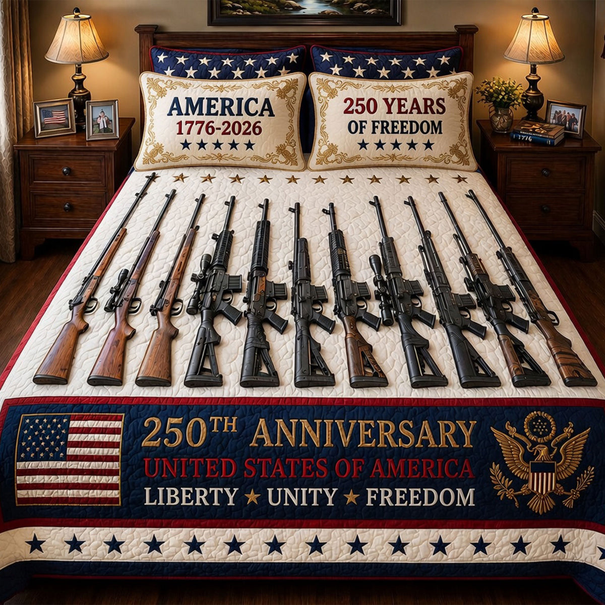 250 Years Of Freedom Quilt Bed Set - Personalized Gifts For Patriots 04tyti210426-Homacus