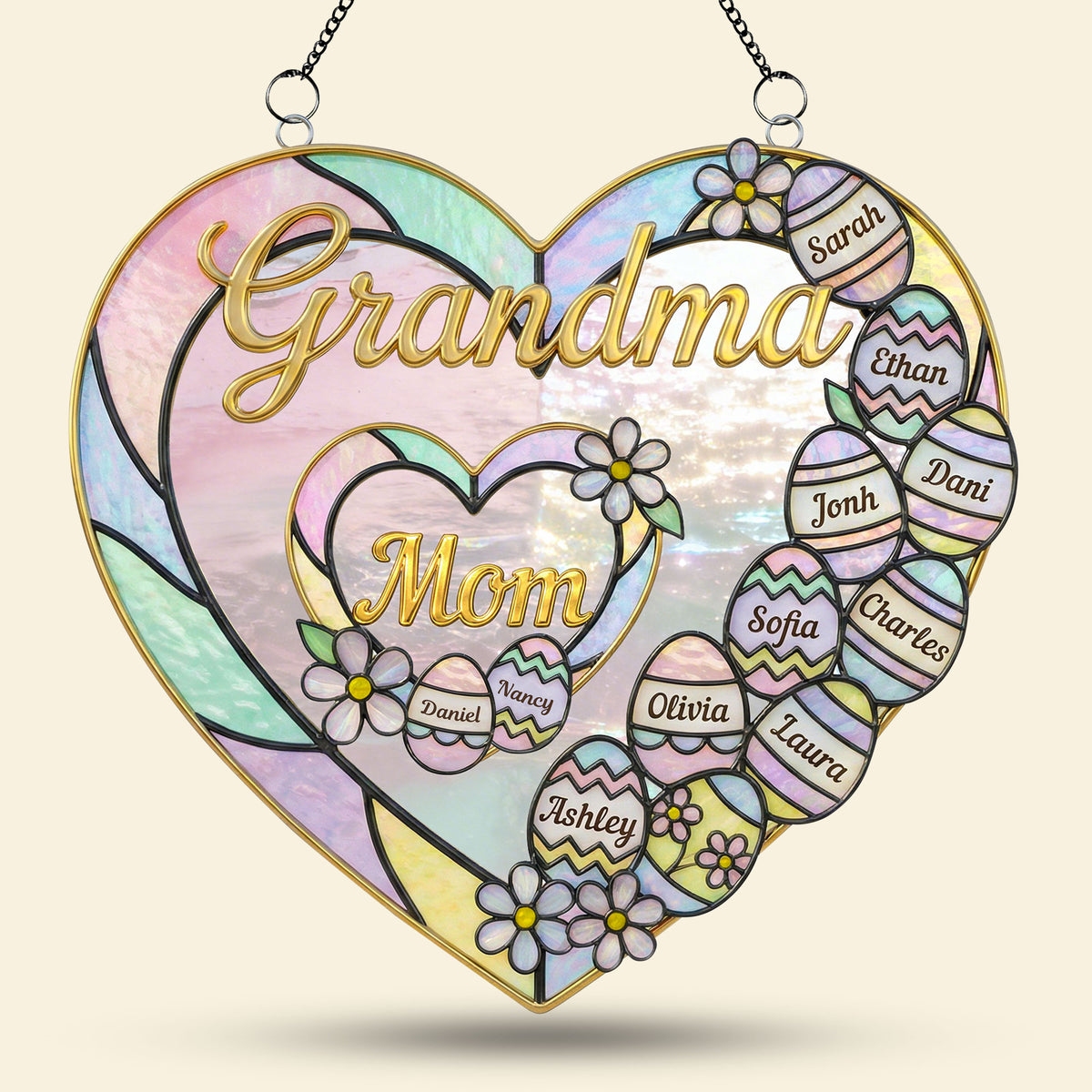 Mom & Grandma Heart Suncatcher Ornament - Personalized Easter Gifts 01HUTI120226-Homacus