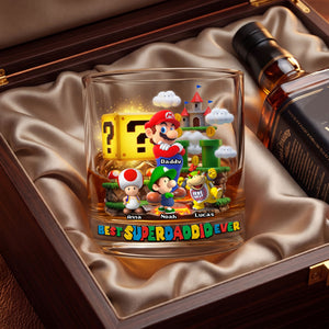 Retro Game Dad Round Glass - Personalized Gifts Father's Day Glass 05OHTI250426-Homacus