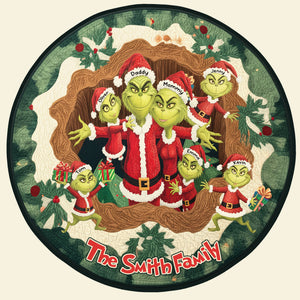 Green Monster Family Quilted Round Mat - Personalized Gifts For Family 03nati260925-Homacus