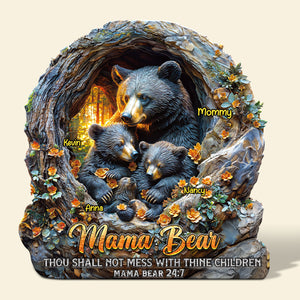 Christmas Mama Bear Plaque – Personalized Gifts For Mom 02huti09425 Mama & Her Cubs-Homacus